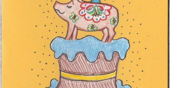 Swedish Birthday Card Swedish Pig Birthday Card Swedish Birthday Vintage Style