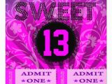 Sweet 13 Birthday Invitations 13th Sweet 13 Birthday Party Tickets Fun 5 25 Quot Square