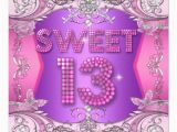 Sweet 13 Birthday Invitations Sweet 13 13th Birthday Party Pink Purple Card Pink 13th