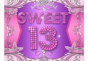 Sweet 13 Birthday Invitations Sweet 13 13th Birthday Party Pink Purple Card Pink 13th