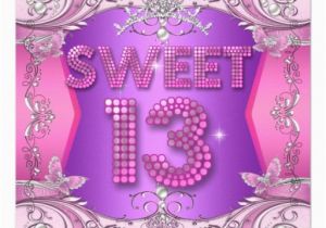 Sweet 13 Birthday Invitations Sweet 13 13th Birthday Party Pink Purple Card Pink 13th