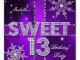 Sweet 13 Birthday Invitations Sweet 13 13th Birthday Purple Winter Wonderland Custom Invites