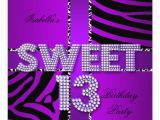 Sweet 13 Birthday Invitations Sweet 13 13th Birthday Zebra Cow Purple Black 5 25 Quot Square