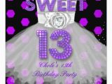 Sweet 13 Birthday Invitations Sweet 13th Birthday Party Girls 13 Teen Purple Invitation