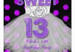 Sweet 13 Birthday Invitations Sweet 13th Birthday Party Girls 13 Teen Purple Invitation