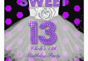 Sweet 13 Birthday Invitations Sweet 13th Birthday Party Girls 13 Teen Purple Invitation