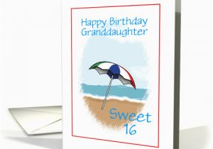 Sweet 16 Birthday Cards for Granddaughter Happy Birthday Sweet 16 for Granddaughter Custom Beach