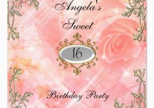 Sweet 16 Birthday Flowers Sweet 16 Birthday Invitation Pink Flowers 5 25 Quot Square
