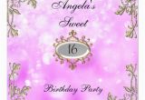 Sweet 16 Birthday Flowers Sweet 16 Birthday Invitation Pueple Flowers 5 25 Quot Square