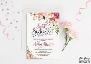 Sweet 16 Birthday Flowers Sweet Sixteen Invitation Floral Sweet 16 Birthday Party