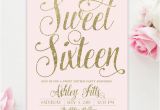Sweet 16 Birthday Invitation Wording Blush Pink Gold Glitter Girl Sweet Sixteen 16th Birthday