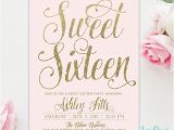 Sweet 16 Birthday Invitation Wording Blush Pink Gold Glitter Girl Sweet Sixteen 16th Birthday