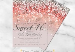 Sweet 16 Birthday Invitation Wording Sweet 16 Invitation Sweet Sixteen Coral Glitter Invite 16th