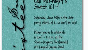 Sweet 16 Birthday Invitation Wording Sweet Sixteen Shimmery Teal Invitation 16th Birthday