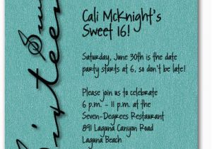 Sweet 16 Birthday Invitation Wording Sweet Sixteen Shimmery Teal Invitation 16th Birthday