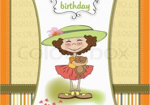 Sweet Birthday Cards for Her Cute Birthday Greeting Card with Girl and Her Teddy Bear