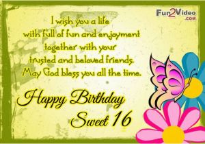 Sweet Happy Birthday Quote Likeable Sweet 16 Birthday Wishes