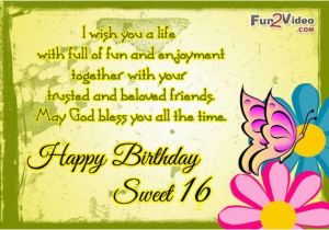 Sweet Happy Birthday Quote Likeable Sweet 16 Birthday Wishes