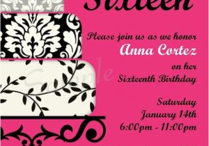 Sweet Sixteen Birthday Invitation Wording Printable Sweet Sixteen Party Invitation