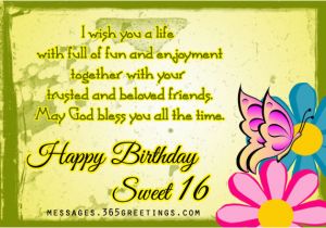 Sweet Words for Birthday Girl 16th Birthday Wishes 365greetings Com