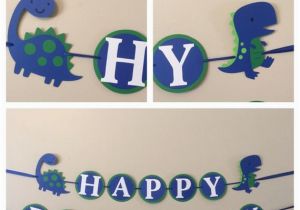 T Rex Happy Birthday Banner Blue and Green Dinosaur Happy Birthday Banner Ready to Ship