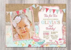 Teacup Birthday Invitations Tea for Two Invitation Tea Party Invitation 2nd Birthday