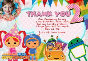 Team Umizoomi Birthday Invitations Personalized Team Umizoomi Party Invitations Thank You