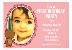 Teddy Bear First Birthday Invitations 1st Birthday Invitation Teddy Bear Pink 5 Quot X 7