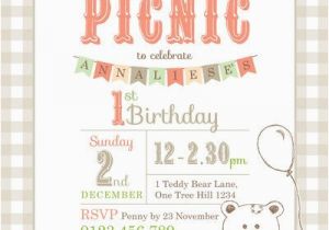 Teddy Bear First Birthday Invitations Printable Custom Birthday Party Invitation Template