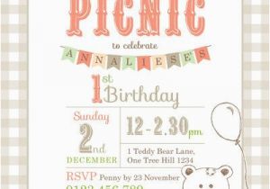 Teddy Bear First Birthday Invitations Printable Custom Birthday Party Invitation Template