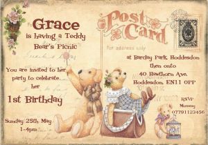 Teddy Bear Invitations for 1st Birthday Personalised Childrens 1st Birthday Teddy Bears Picnic