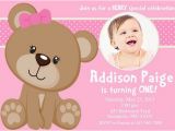 Teddy Bear Invitations for 1st Birthday Pink Teddy Bear Birthday Invitations Bagvania Free