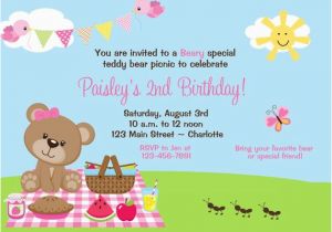 Teddy Bear Invitations for 1st Birthday Teddy Bear Picnic Birthday Party Invitation Teddy Bear