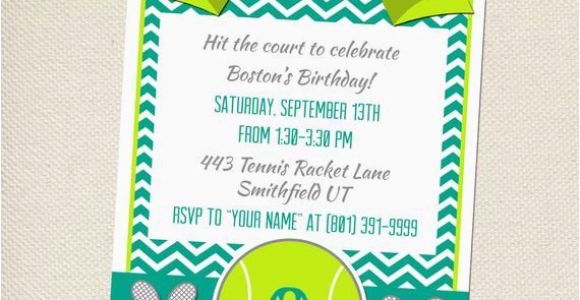 Tennis Birthday Party Invitations Tennis Party Invitation Customizable You Print