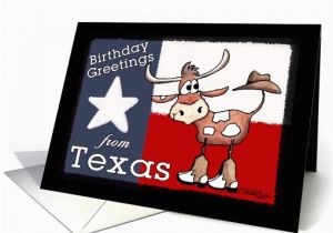 Texas Birthday Card Birthday Greetings From Texas Texas Flag and Longhorn with