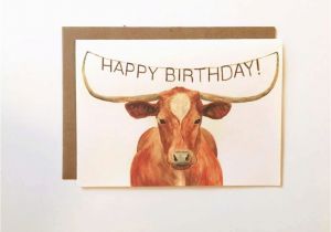 Texas Birthday Card Texas Longhorn Happy Birthday Card Birthday Cards for