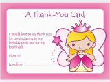 Thank You Card after Birthday Party Girls Thank You Party Cards Birthday Cards