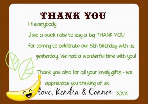 Thank You Card after Birthday Party Kandcturn5 5th Birthday Monkey Party Thank You Notes
