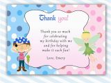 Thank You Card after Birthday Party Pirate Fairy Thank You Card Pixie Pink Blue Kids