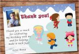 Thank You Card for Kids Birthday Personalized Any Wording Thank You Card Ice Skating Winter