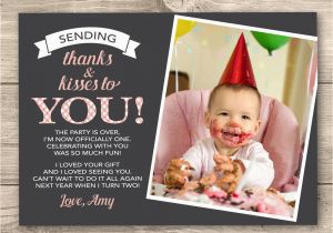 Thank You Cards for 1st Birthday Girls 1st Birthday Thank You Card Digital by Inkandcarddesigns