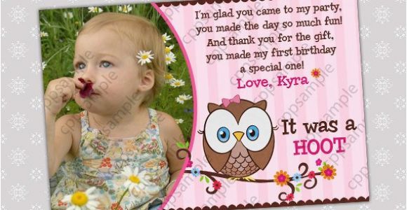 Thank You Cards for 1st Birthday Items Similar to Look whoos Turning One Thank You Card