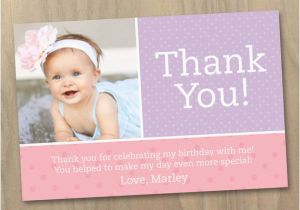 Thank You Cards for 1st Birthday Items Similar to Thank You Photo Card Baby Girl First