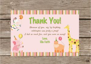 Thank You Cards for 1st Birthday Sweet Safari First Birthday Thank You Card Printable