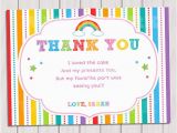 Thank You for Coming to My Birthday Cards Items Similar to Rainbow Thank You Card Rainbow