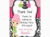 Thank You for Coming to My Birthday Cards Spa Party Invitations Party Invitations Templates