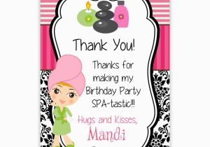 Thank You for Coming to My Birthday Cards Spa Party Invitations Party Invitations Templates