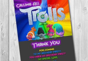 Thank You for Coming to My Birthday Cards Trolls Gracias Tarjeta Trolls Fiesta De Cumpleanos Parte