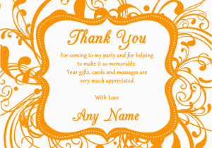 Thank You for Coming to My Birthday Cards White orange Swirl Deco Birthday Party Thank You Cards