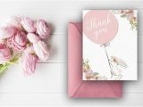 Thank You Note for Birthday Flowers Bunny Thank You Cards Balloon Thank You Notes Birthday